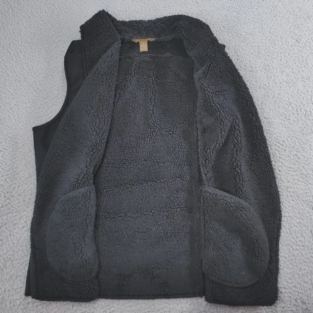 Bit & Bridle Vest Womens Large Black Faux Suede Leather Sherpa Collar Open Front